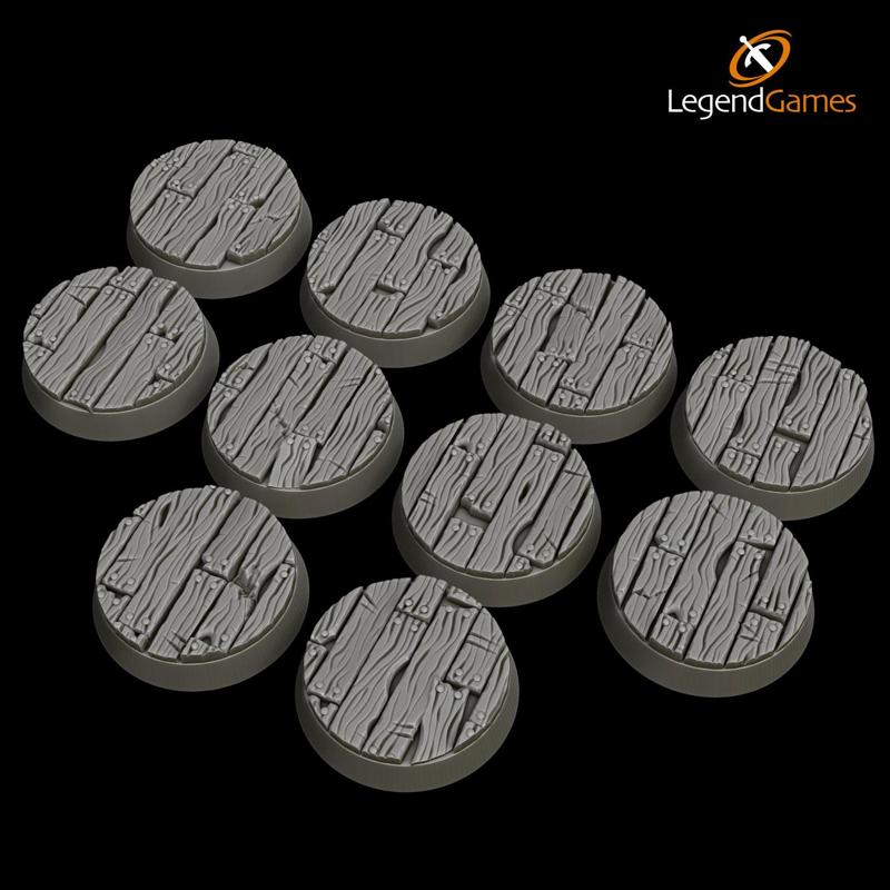 LegendGames 25mm round wooden plank bases x10