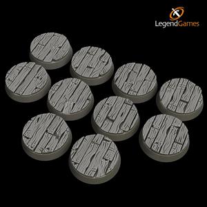 LegendGames 25mm round wooden plank bases x10