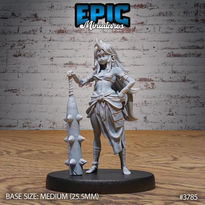 Blue Oni Girl ‧ DnD Miniature ‧ Tabletop Miniatures ‧ Gaming Monster ‧ 3D Model ‧ RPG ‧ DnDminis ‧ STL FILE