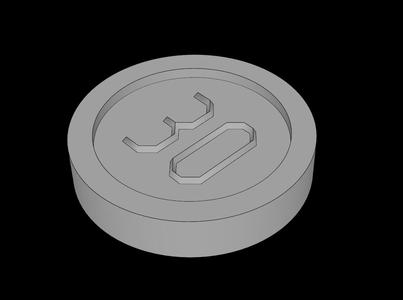 Lego Compatible (70501c.dat) Minifig Coin with "30" Sans-serif Type