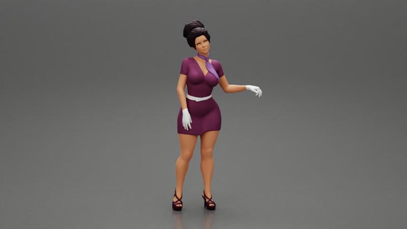 Contented Attractive Elegant Stewardess Posing
