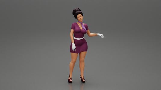 Contented Attractive Elegant Stewardess Posing
