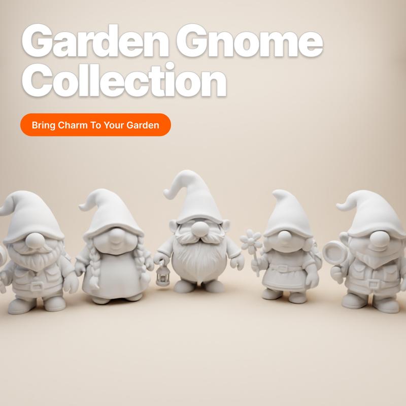 Chubby Garden Gnome Collection – 5 Adorable 3D Printable Characters