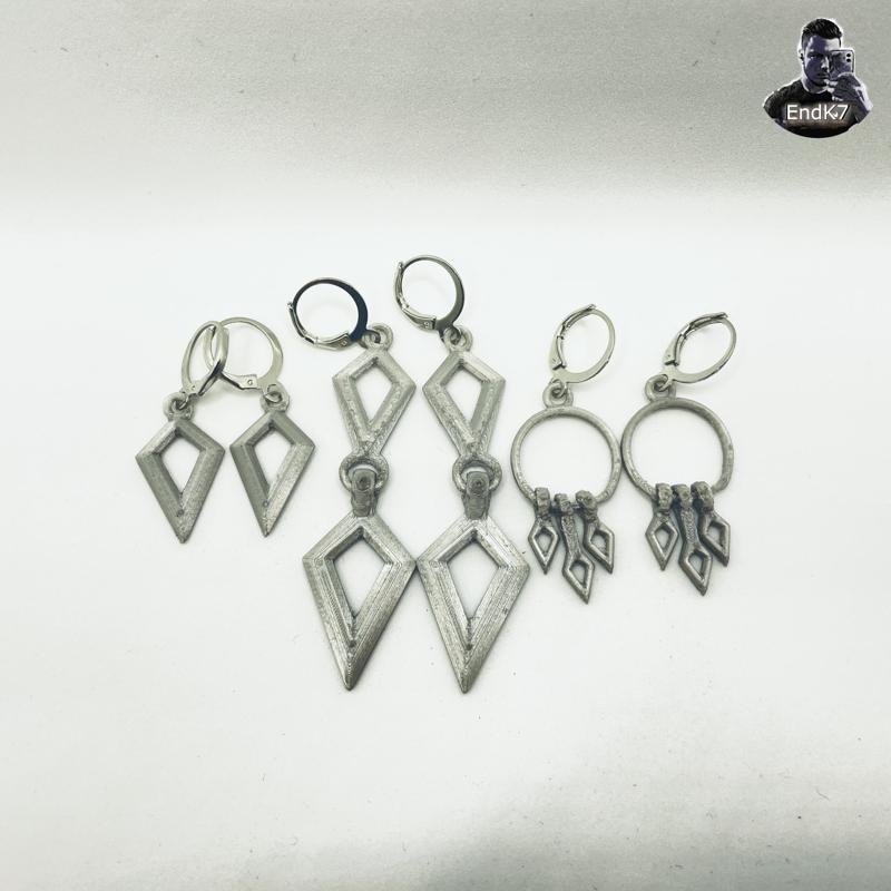 DIAMOND SHAPED EARRINGS - 3 DESIGNS - PRINT IN PLACE
