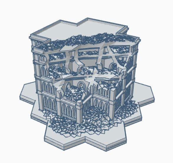 Gothic Ruined Building with Hex Base 54 GRHB054