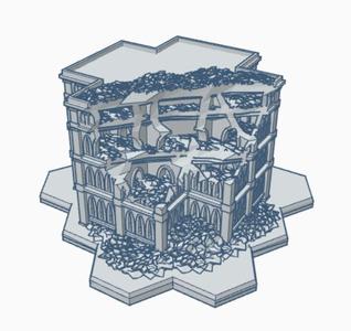 Gothic Ruined Building with Hex Base 54 GRHB054