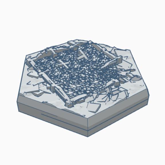 Gothic Destroyed Building 9 Hex Map Scale