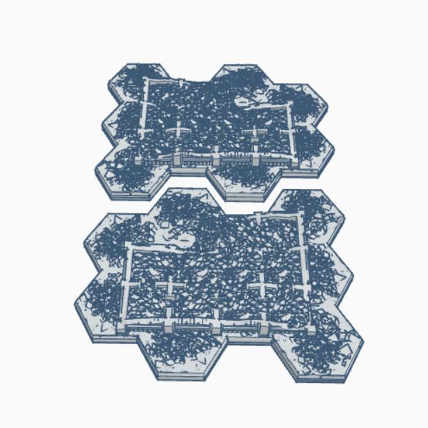 Gothic Destroyed Building 11&12 with Hex Base
