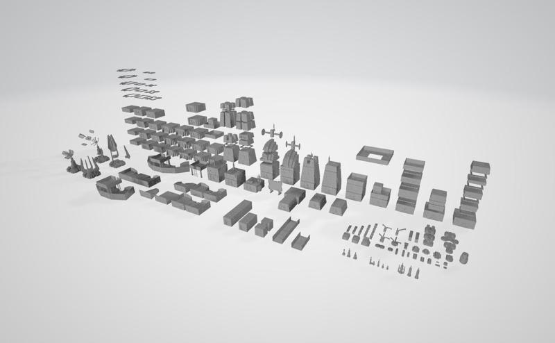 7000 Wargaming Modular SciFi City System