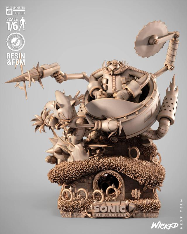 WICKED VIDEO GAMES SONIC DIORAMA SCULPTURE: TESTED AND READY FOR 3D PRINTING