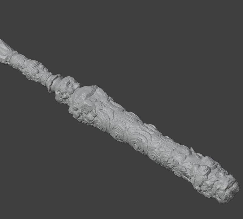 Cloud-Patterned Stone Staff - Black Myth Wukong