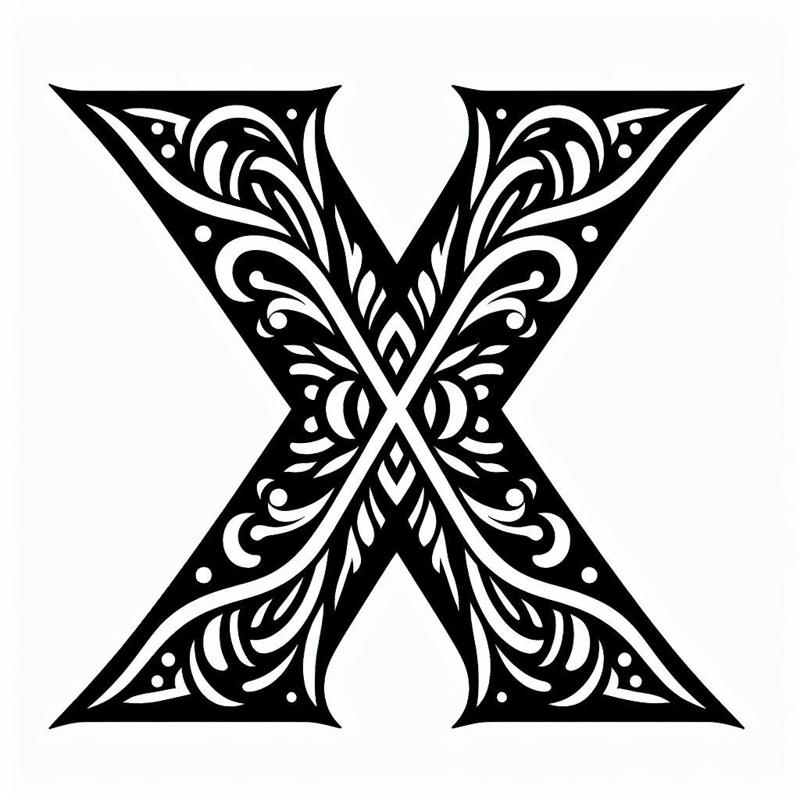 Frottage creation: letter X (version 1)