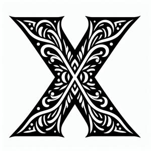 Frottage creation: letter X (version 1)