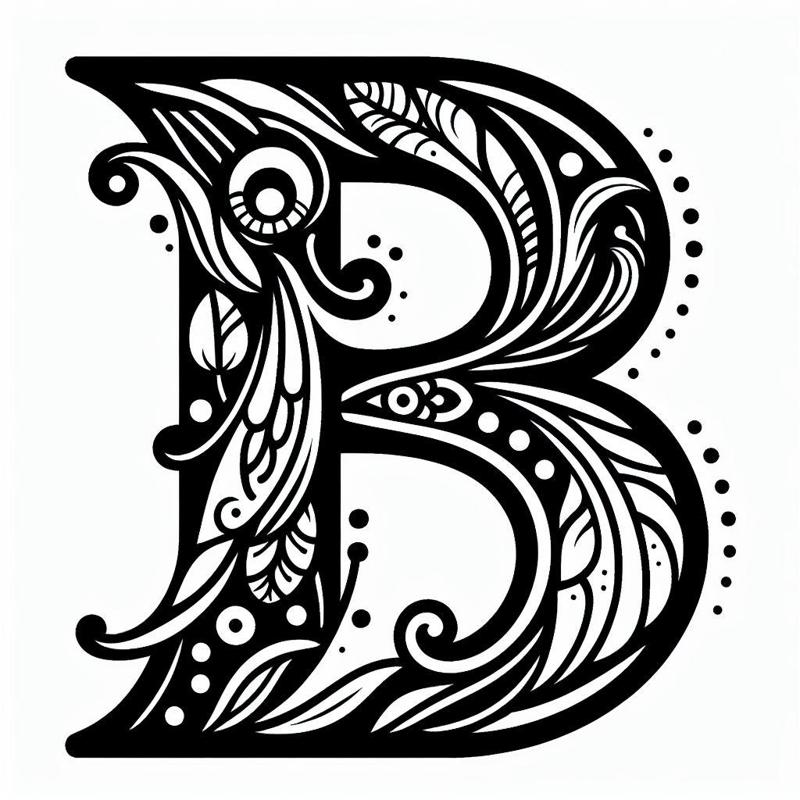 Frottage creation: letter B (version 4)