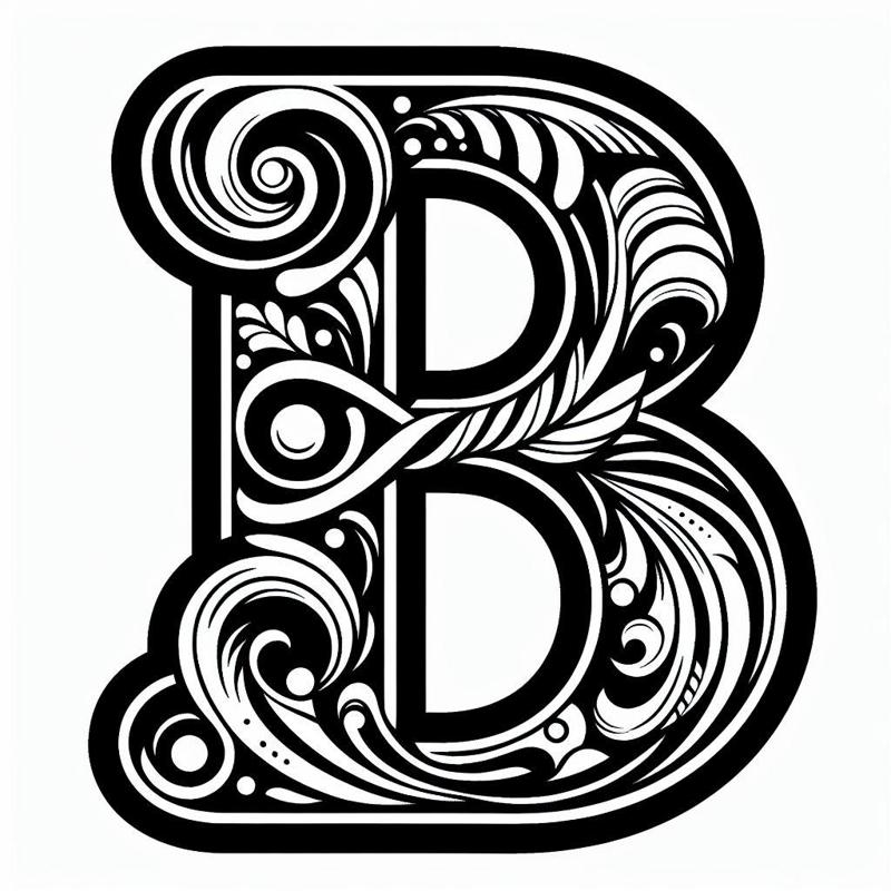 Frottage creation: letter B (version 1)