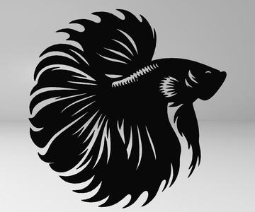 BETA FISH, LINE ART BETA FISH, WALL ART BETA FISH, 2D ART BETA FISH, BETA FISH DECOR