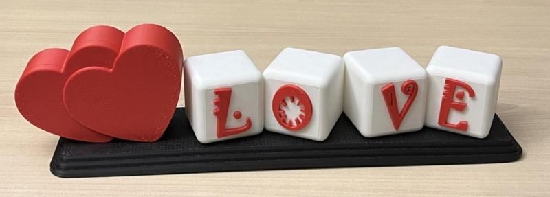 LOVE Block Letter Sign with container  Hearts