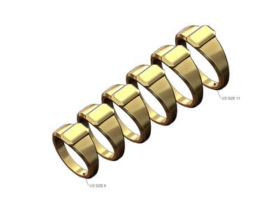 Metal emrald rectangular signet ring Us sizes 6to11 3D print model