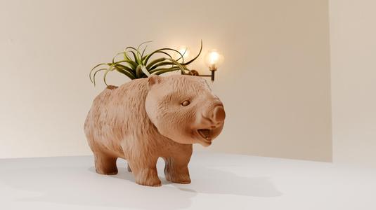 wombat smiling planter pot flower vase stl