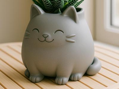 Fat Chibi Cat Planter