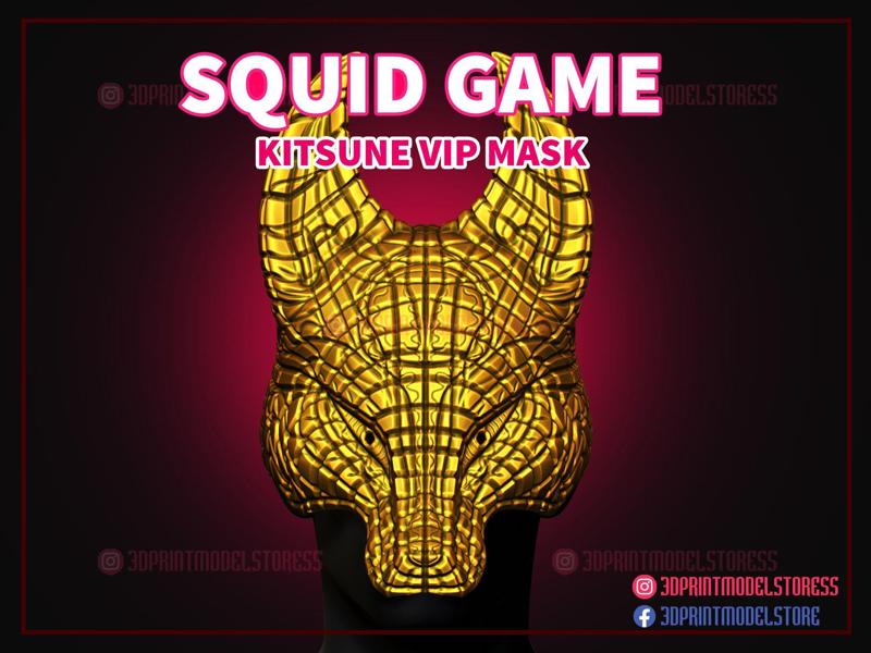 Squid Game Mask - Fox Vip Mask - Kitsune Mask for Cosplay