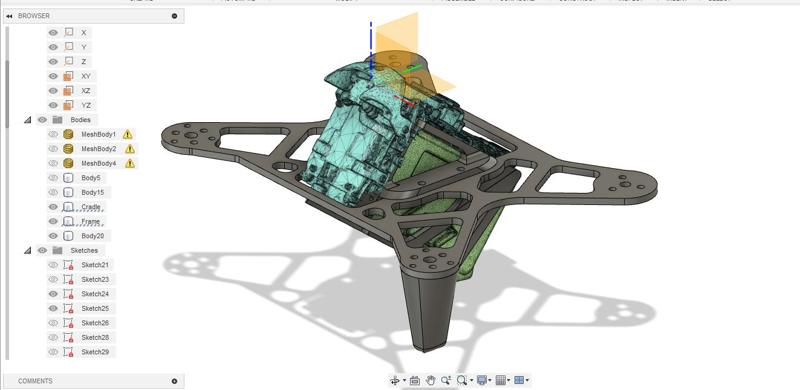 DJI FPV Carbonme Frame +  3d Printer Cradle and Feet