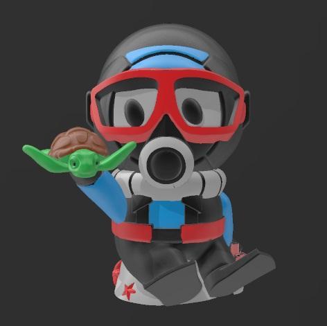 Suporte Alexa Echo Dot 4a e 5a Geração Scuba Diver and Turtle