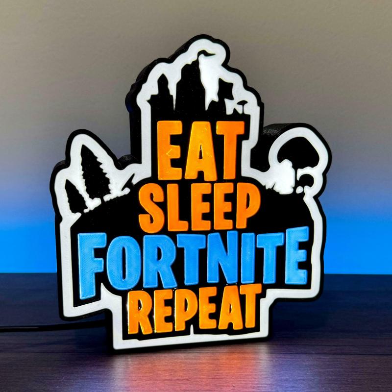 Fortnite Eat Sleep Repeat Lightbox Lamp
