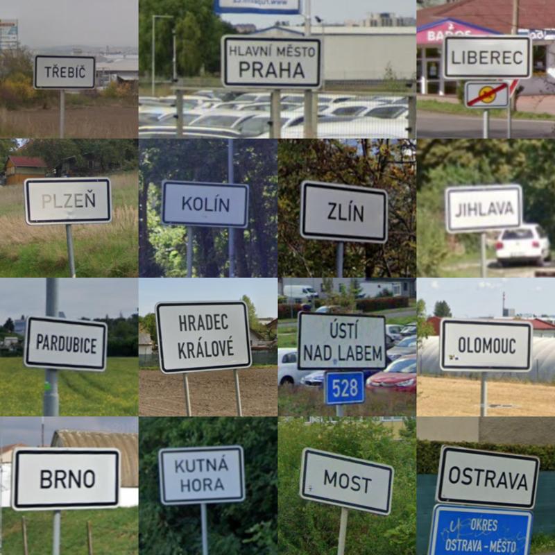 traffic signs of 15 Czech cities