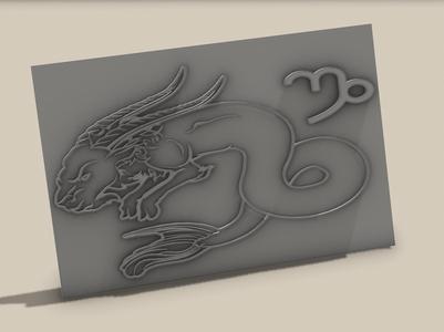ZODIAC CAPRICORN EMBOSSING SHAPE STAMP IMAGE