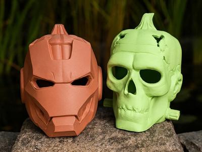 Halloween pumpkin lantern "Iron Man, Frankenstein"