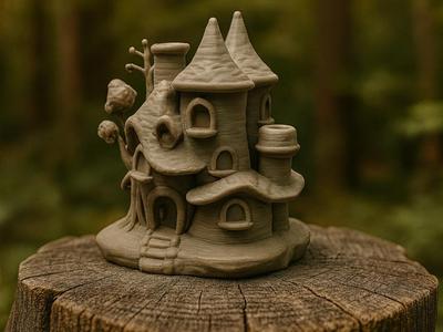 Fairytale Castle Fairy House with Towers and Windows
