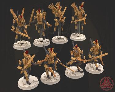 Cinan - Horus - Akhet - Parath: Assault, Battle Robot, space lord's guardians of the Necropolis, solid & modular posable miniatures