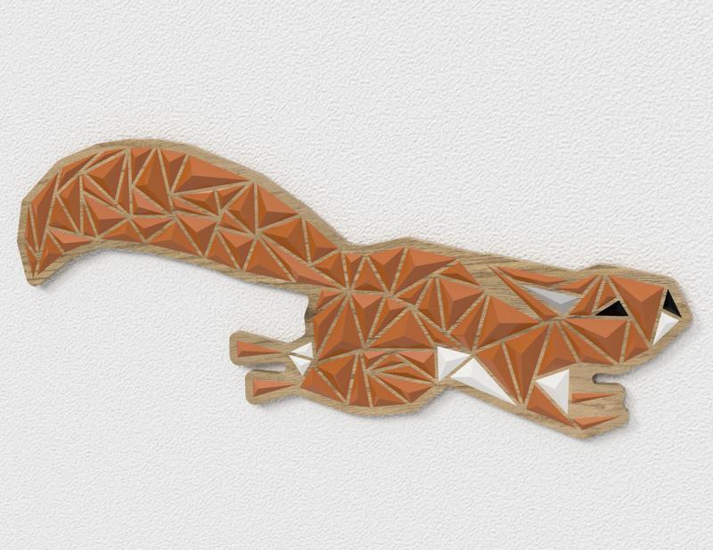 geometric squirrel 3D wall art