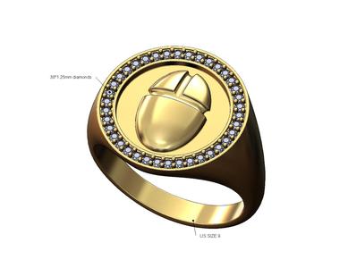 Scarab diamond halo round signet ring US size 9 3D print model