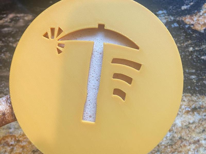 Coffee stencil, deep rock skull crusher pickaxe