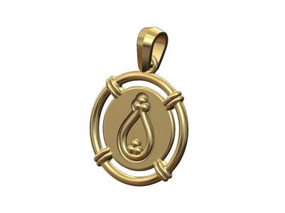 Linked wire beaded crown coin pendant with bail 3D print model