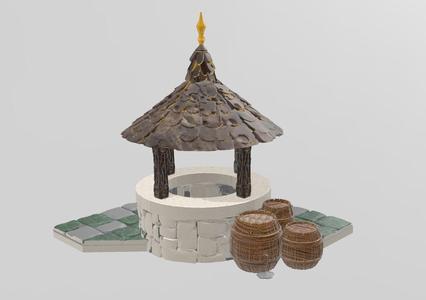 a small fountain in the market square