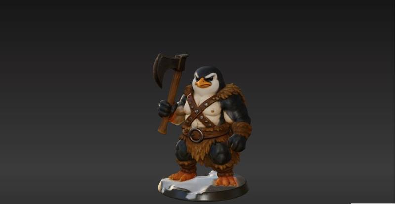 Penguin Barbarian - RPG Miniature