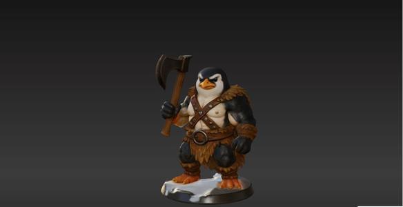 Penguin Barbarian - RPG Miniature