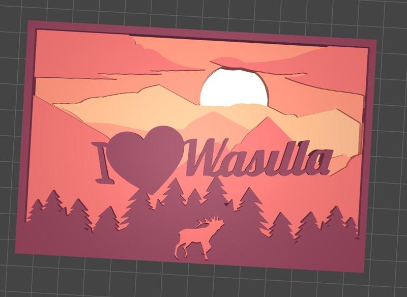 I Love Wasilla, Alaska MANDALA MULTILAYER 3D MODELS/ 3D LAYER