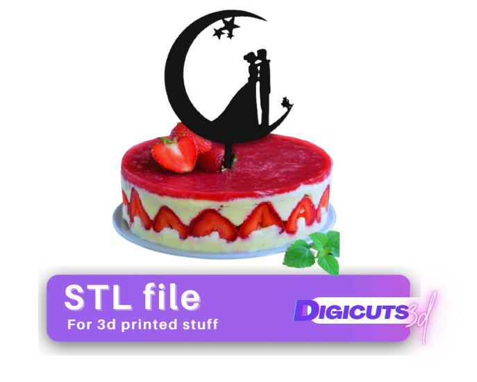 Cake Topper Couple on the Moon STL