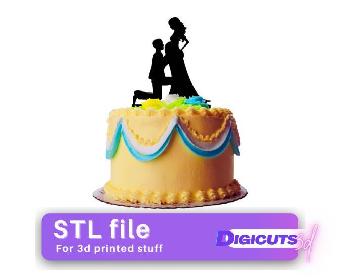 Cake Topper Pregnant Couple STL