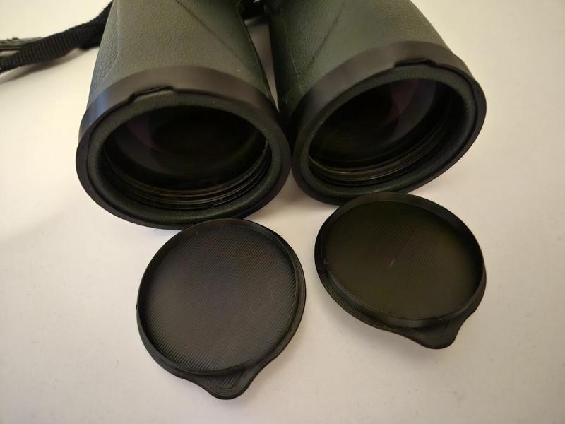 Print in place binoculars lens cover 50mm (PETG - No flexible filament required)