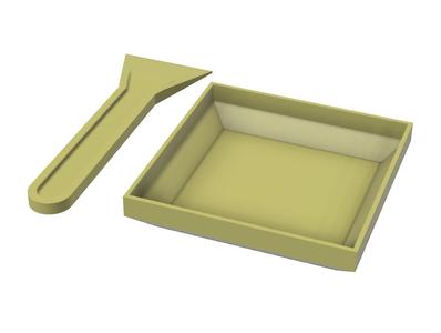 Tray and spatula for 2-component glue