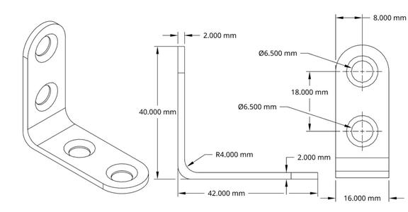 40mm Light Shelf Bracket (With technical drawings)
