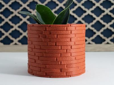 Indoor Plant Pot with Bricks texture