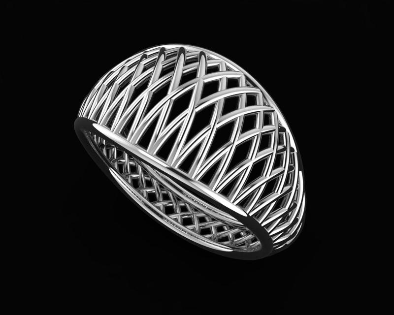 Mens ring in the grid 3D print model