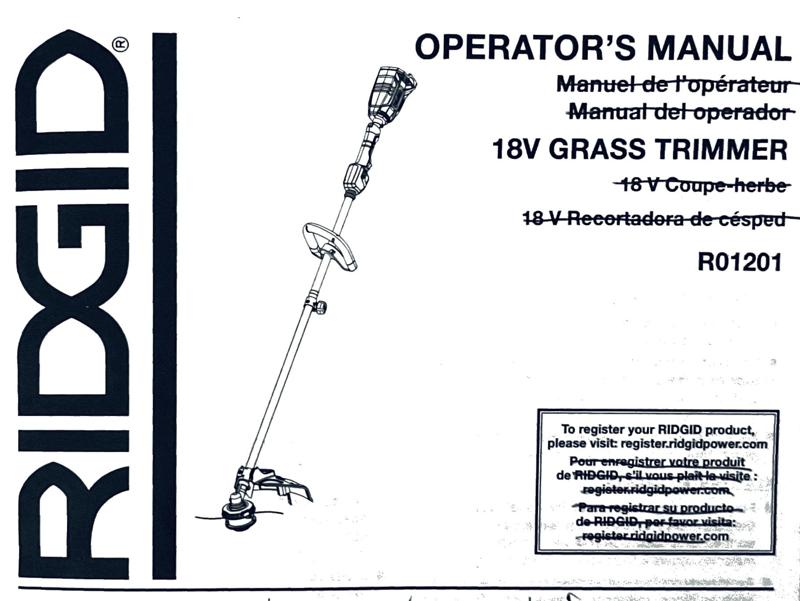 Wall mount for Ridgid R01201 18V Grass Trimmer  / Weed Eater / Weed Whacker