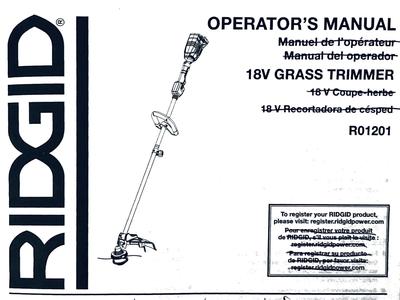 Wall mount for Ridgid R01201 18V Grass Trimmer  / Weed Eater / Weed Whacker